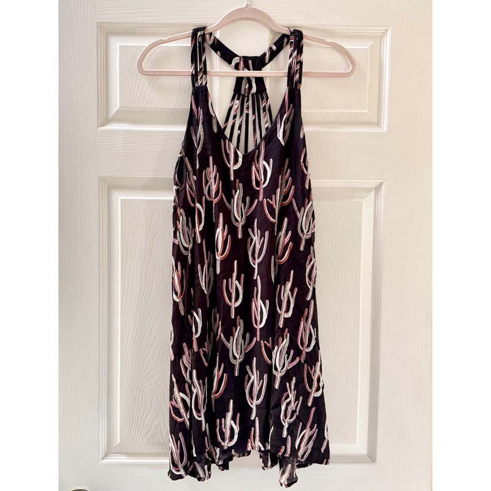 ENTRO Cactus Mini Dress Tunic Tank Top Cage Back Cutout Festival Fashion Size L